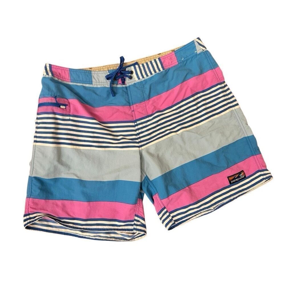 Patagonia M's Wavefarer Boardshorts 19" Fitz Stripe Joya Blue Men’s Size 40